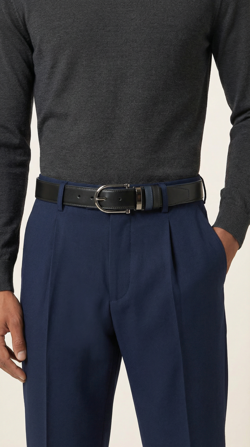 Lacivərt Tonlu Dəri Kəmər